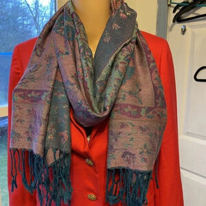 Pashmina Scarf Wrap 100% Pashmina Floral Paisley Print Tacles Women Sz W34”xL67”